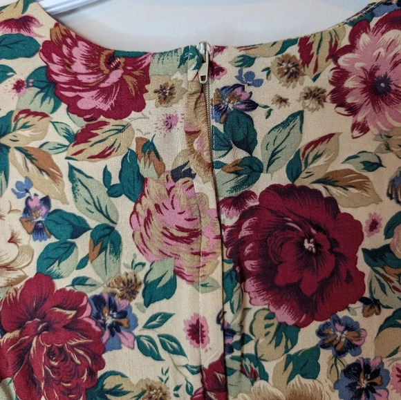 Vintage Sag Harbor Petites Sleeveless Rose Floral Print Sheath Dress Women Small - Picture 7 of 12